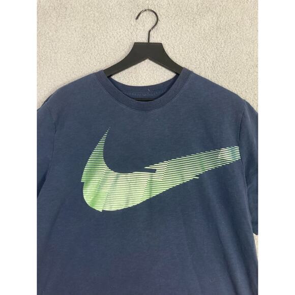 Nike Dri-Fit Men's XL Camo Swoosh Logo T-Shirt Blue Short Sleeve Crew Neck - Picture 3 of 8
